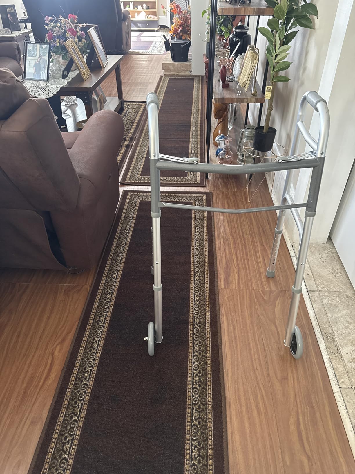 Medline Lightweight Two Button Folding Walker with 5