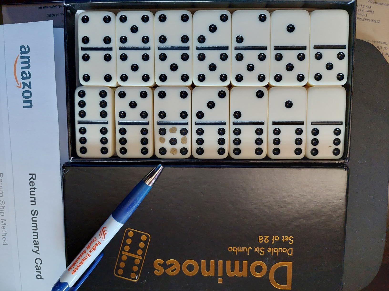 CHH Black/Cream Color Double 6 Jumbo Size Domino Tiles – Premium Set of 28 Ivory Dominoes – Classic Family Game in Cardboard Box customer photo 2