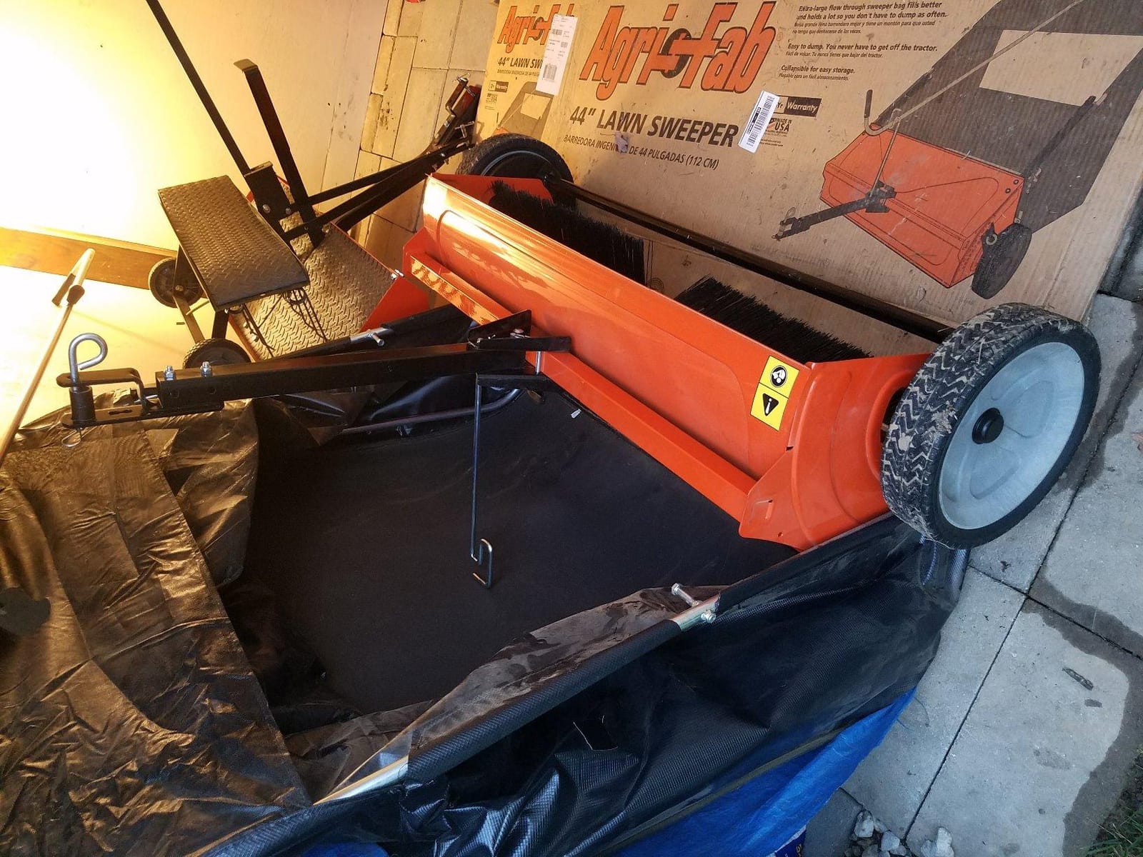 Agri-Fab 44 In Tow-Behind Lawn Sweeper with 28 Cu Ft Flow-Through Hopper Bag, Adjustable Brush Height, and Dump From Seat Handle customer photo 1