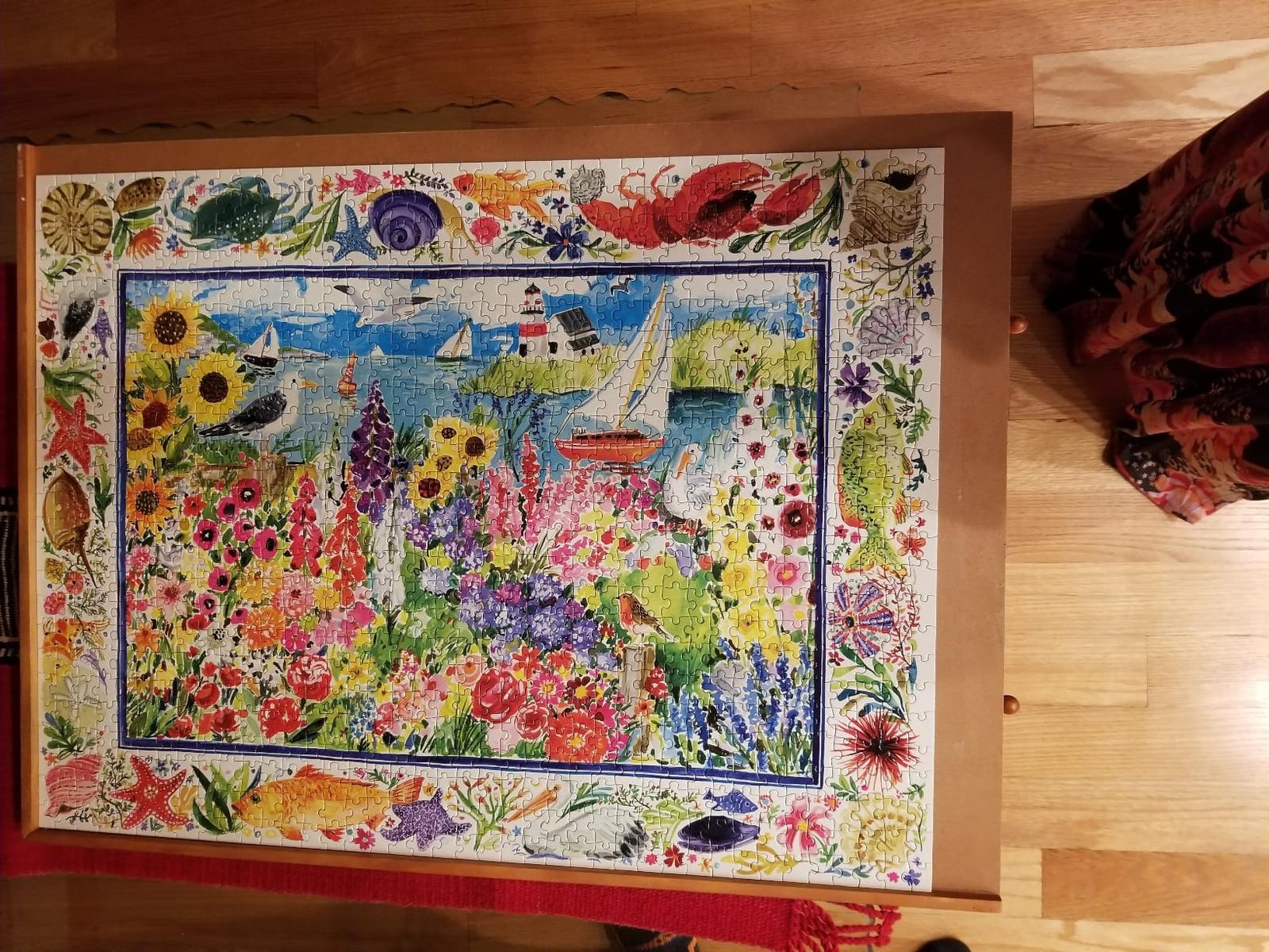 Bits and Pieces The Original Puzzle Board with Drawers, Large 1000 Piece | Premium Wooden Puzzle Table, 22