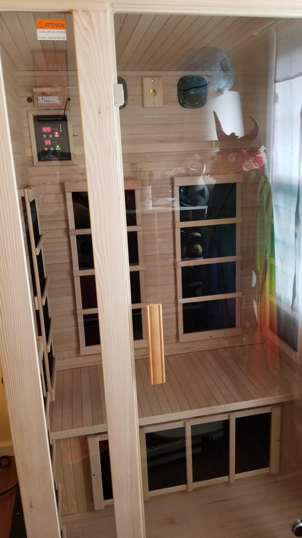 JNH Lifestyles Joyous 2 Person Low EMF 7 Carbon Heating Panel Far Infrared Sauna in Canadian Hemlock Wood with Bluetooth, MP3 Aux Connection customer photo 1