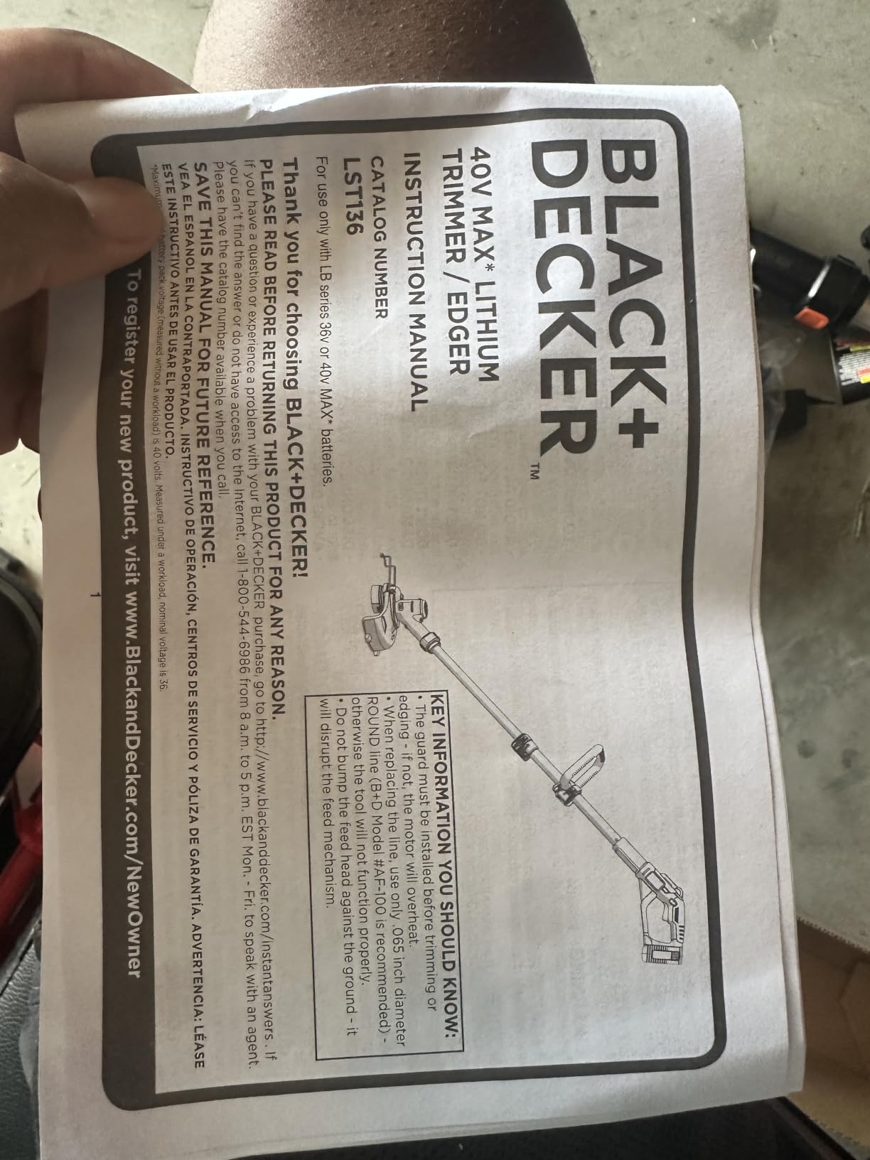 BLACK+DECKER 40V MAX 13 in String Trimmer Edger Cordless with Adjustable Telescoping Pole (LST136) customer photo 2
