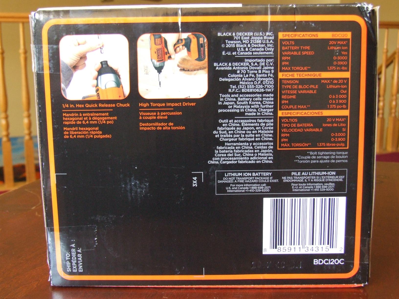 BLACK+DECKER 20V MAX* POWERCONNECT 1/4 in. Cordless Impact Driver Kit (BDCI20C) customer photo 2