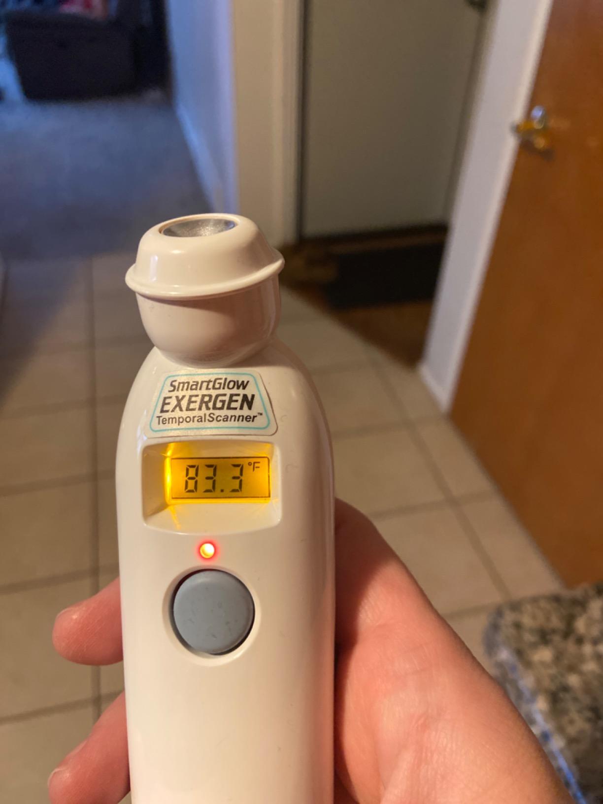 Exergen TAT-2000C Temporal Artery Forehead Thermometer for Baby Kids Adults | Displays Temperature Reading, Soft Glow, Silent Mode, Wipe Clean Sensor, 8 Reading Memory, 9V Battery Included for Family Use customer photo 2