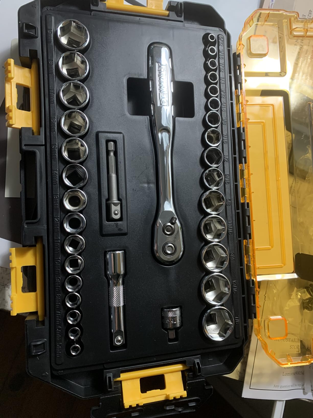 DEWALT Socket Set, 1/4-Inch & 3/8-Inch Drive, SAE/Metric, 34-Piece (DWMT73804) customer photo 1