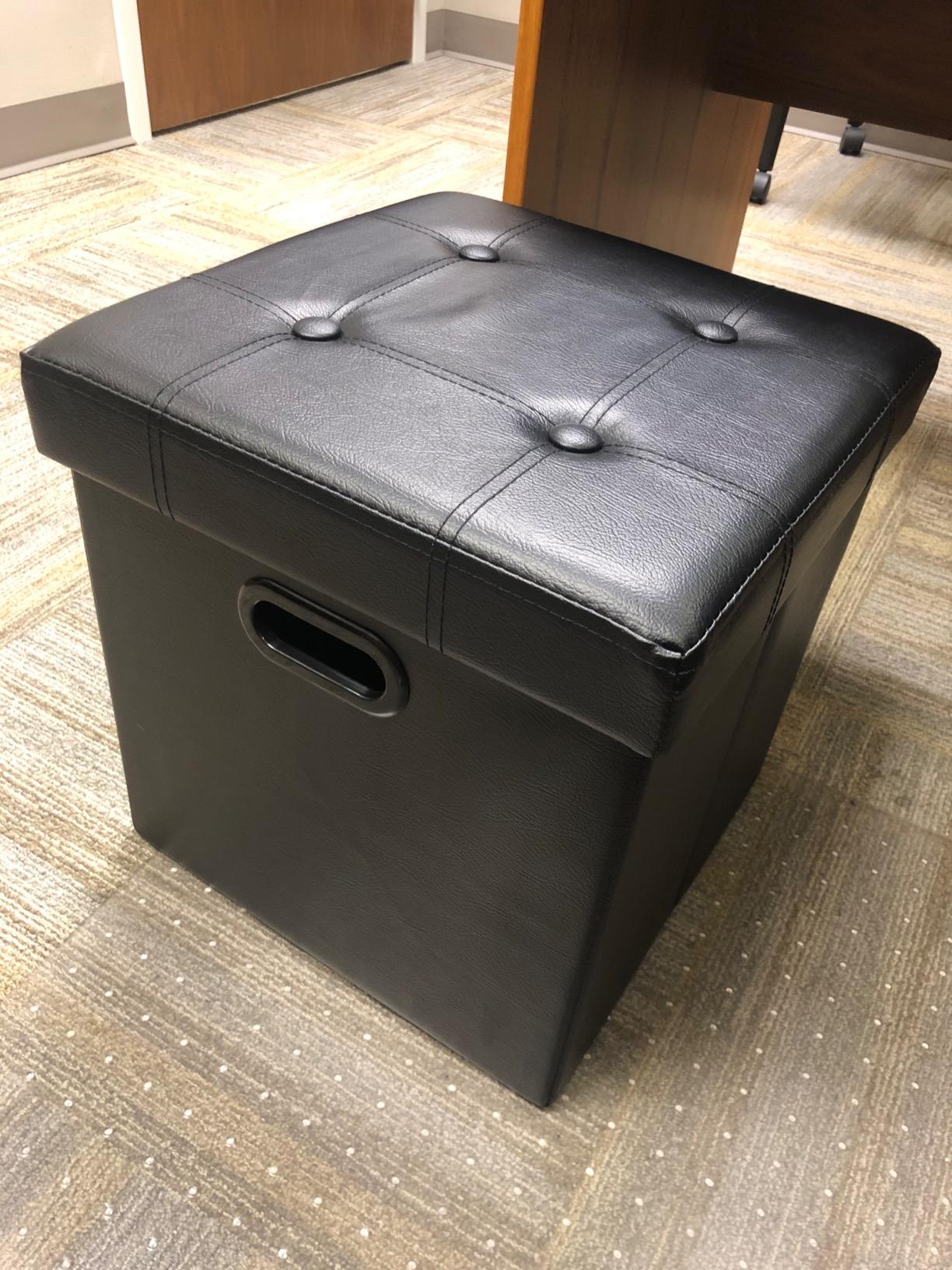 SONGMICS MAZIE Collection - 15 Inches Ottoman with Storage, Footstool, Storage Ottoman with Metal Grommet Handles, Load 660 lb, for Dorm, Living Room, Bedroom, Synthetic Leather, Brown ULSF30Z customer photo 1