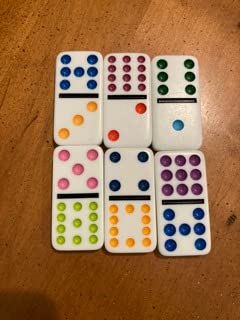Mexican Train Dominoes - Beautiful Color Dot Double 12 Dominoes Set - Includes Train Markers and Hub by Pressman Multi Color, 5