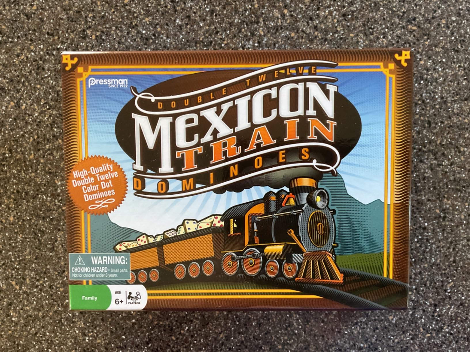 Mexican Train Dominoes - Beautiful Color Dot Double 12 Dominoes Set - Includes Train Markers and Hub by Pressman Multi Color, 5