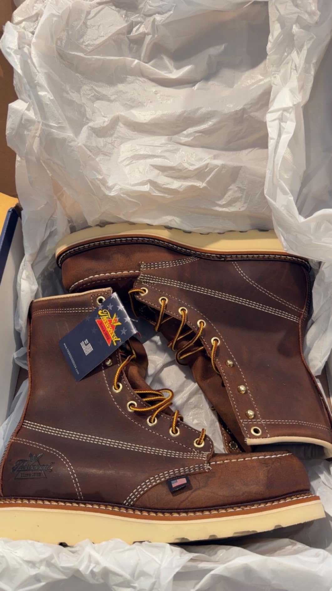 Thorogood American Heritage 8” Steel Toe Work Boots for Men - Full-Grain Leather with Moc Toe, Slip-Resistant Wedge Outsole, and Comfort Insole; EH Rated customer photo 2