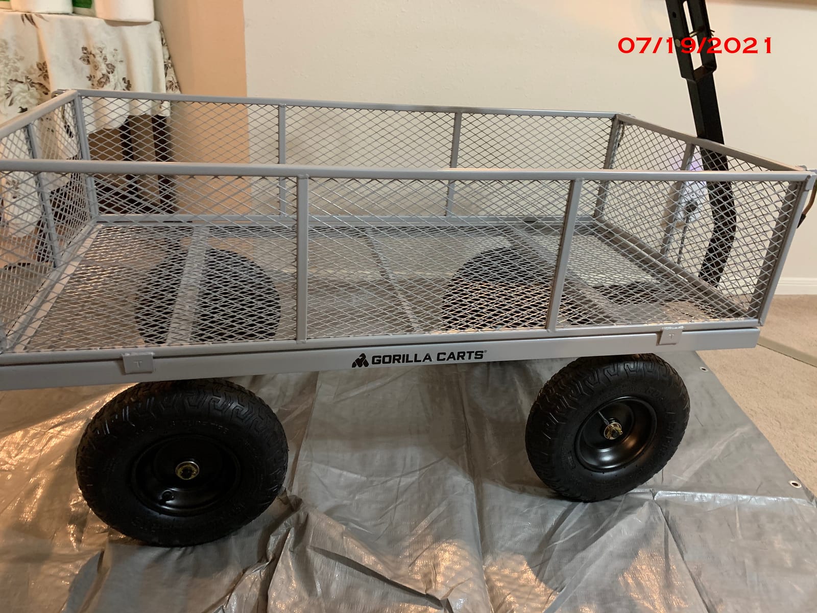 Gorilla Carts GOR1001-COM Steel Utility Cart, Heavy-Duty Convertible 2-in-1 Handle and Removable Sides, 7 cu ft, 1000 lb, Capacity, Gray customer photo 1