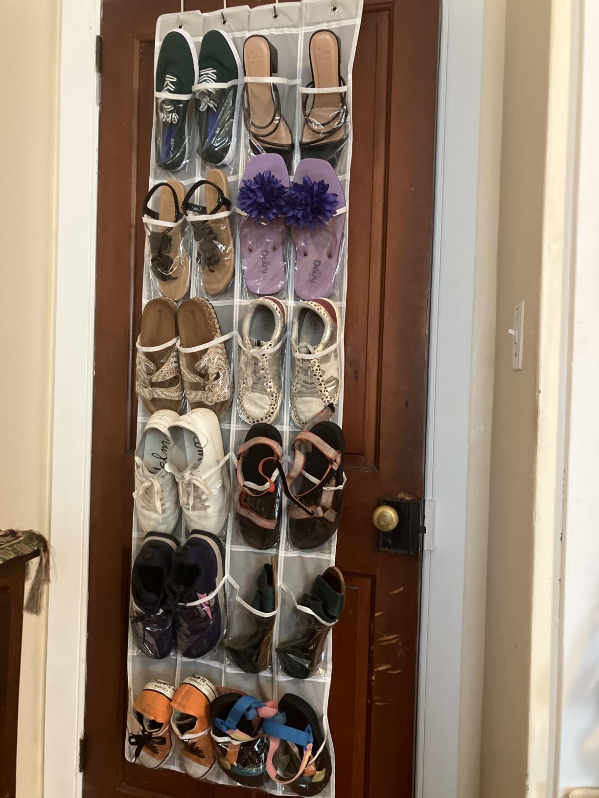 Simple Houseware 24 Pockets Clear Over the Door Shoe Organizer, Gray | 64