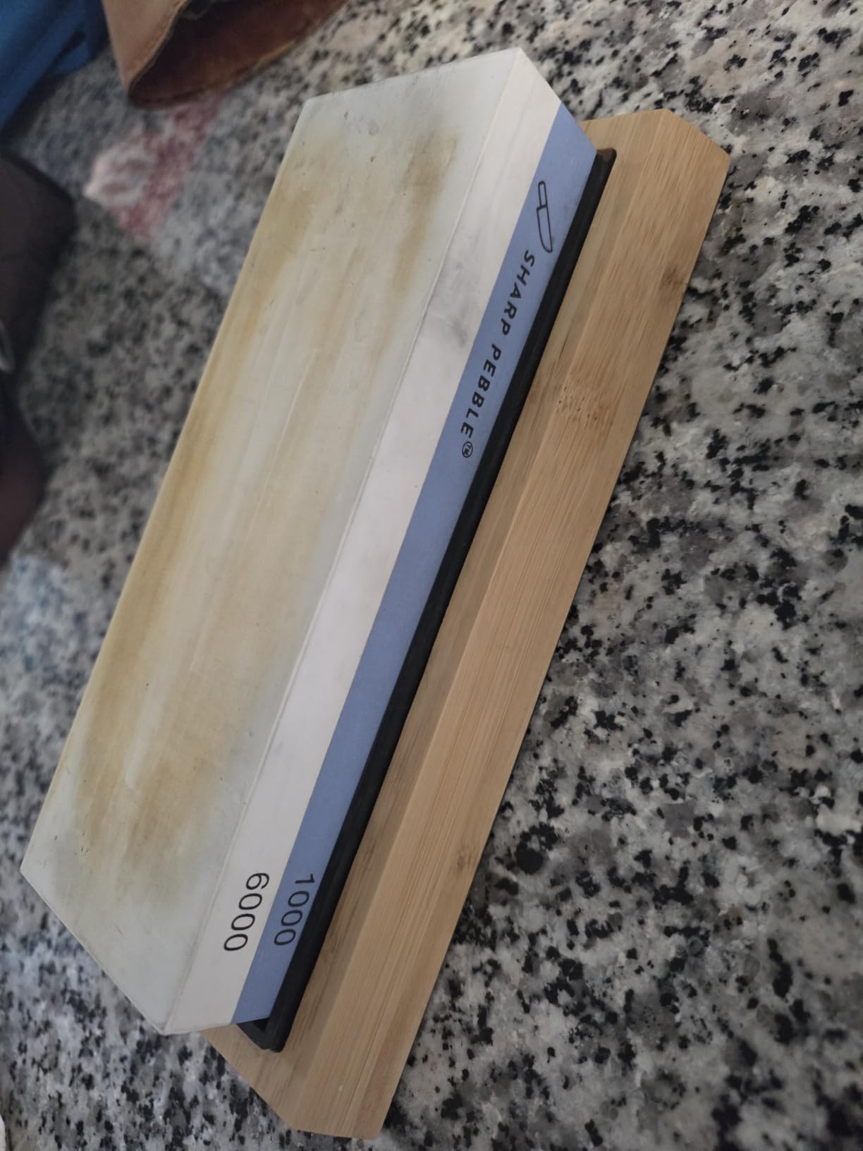 Sharp Pebble Whetstone Knife Sharpener - 1000/6000 Grit Sharpening Stone with Angle Guide and Non-Slip Bamboo Base customer photo 1