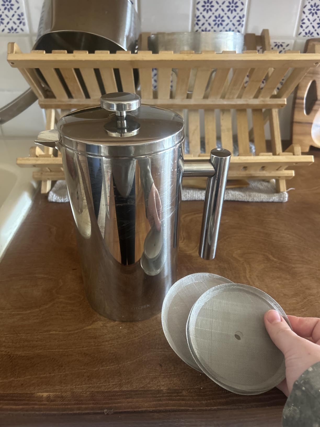 Utopia Kitchen 304 Grade Stainless Steel French Press 34 Oz, Silver | Double Wall Insulated Coffee Press with 4-Level Filtration System, Include 2 Extra Filters, Rust-Free, Dishwasher Safe customer photo 1