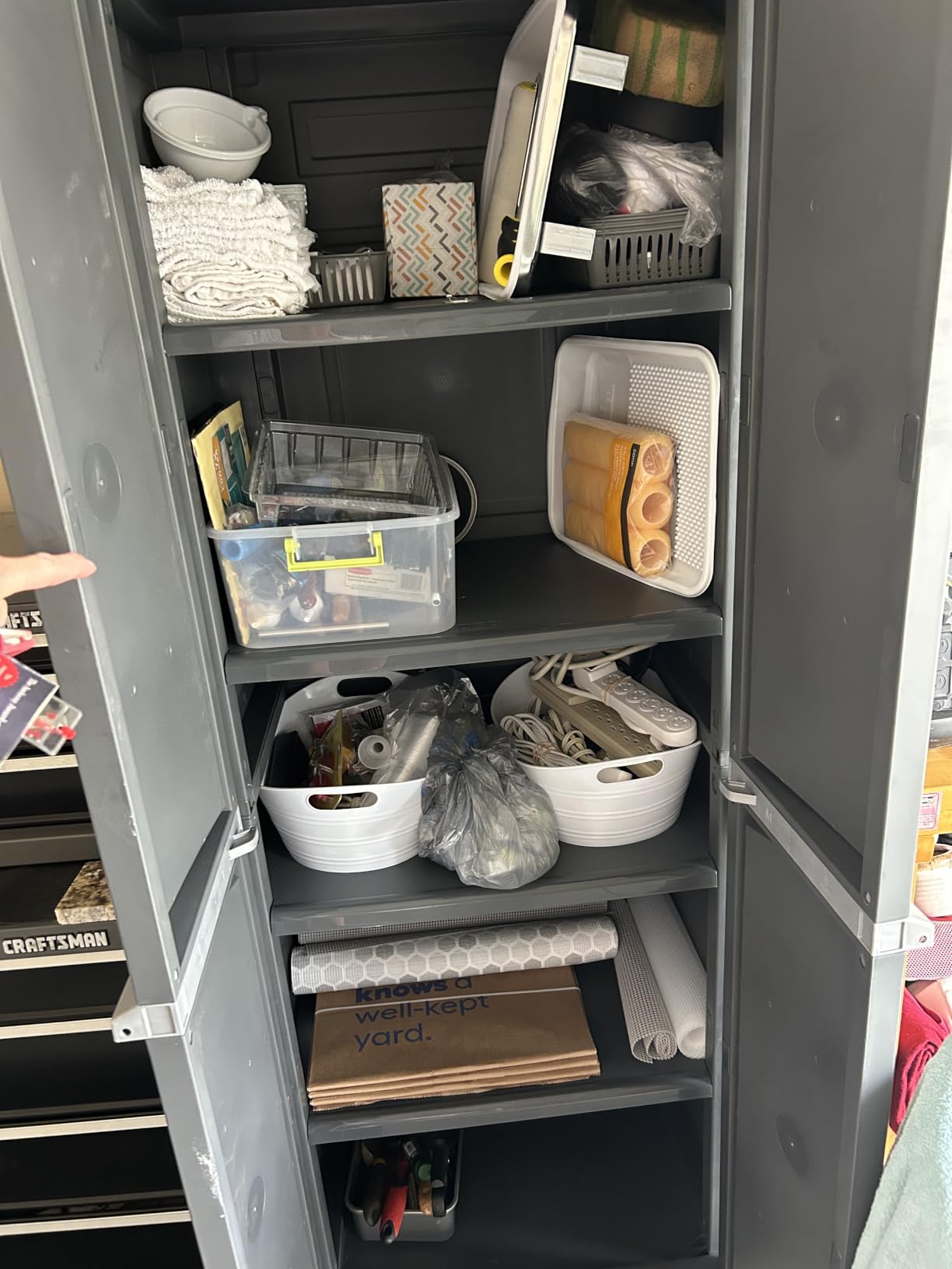 Sterilite 4 Shelf Cabinet, Lockable Utility Storage, Gray | Adjustable Shelves - Plastic Shelving Unit for Organizing Garage, Pantry, Basement, Laundry Room or Mudroom customer photo 1