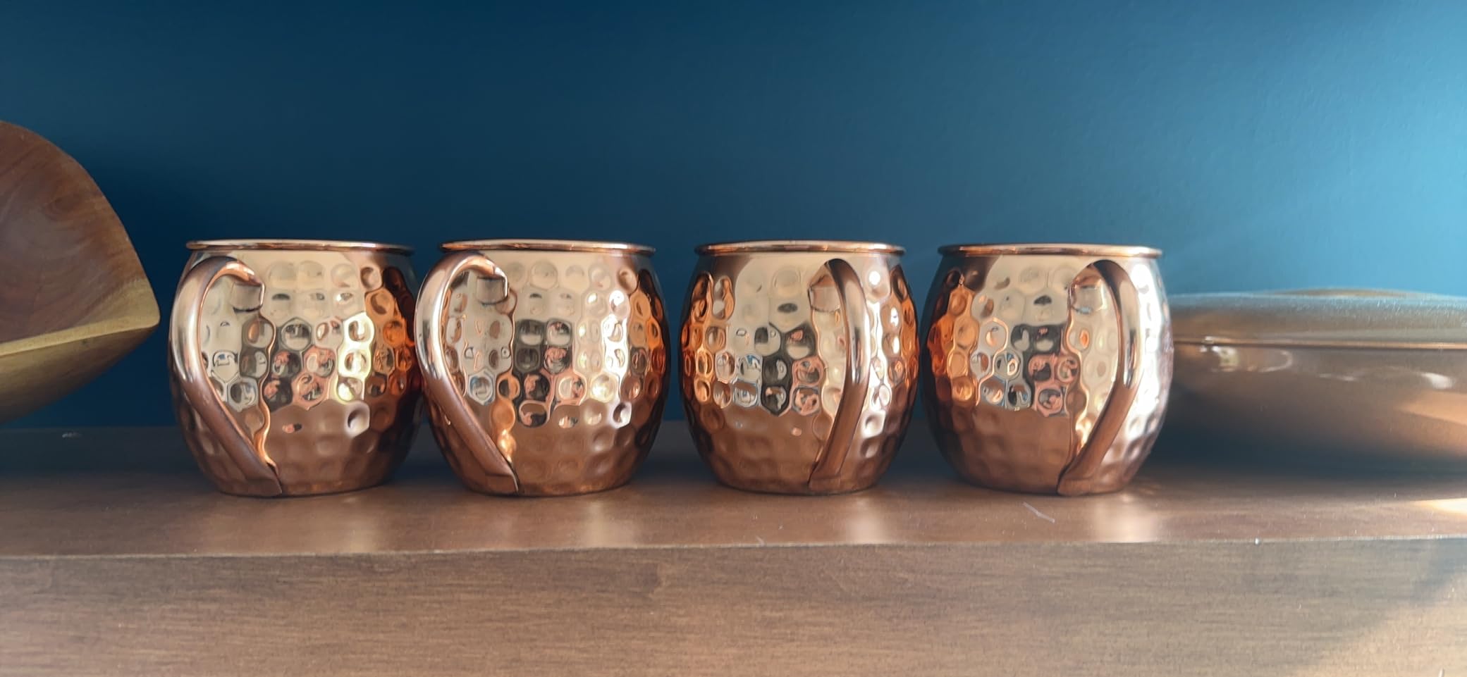 Moscow-Mix Moscow Mule Mugs Set of 4, Pure Copper Mugs, Copper Cups 16 oz | Handcrafted hammered copper mugs, heavyweight authentic solid copper cups for mule cocktails, food-safe copper gift set of 4 customer photo 2