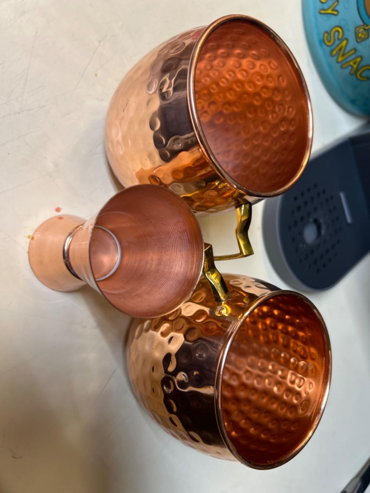 Moscow Mule Copper Mugs Set of 2, 16 oz Pure Copper Cups for Drinking | Handcrafted and Food Safe with No Lining, Gift Boxed with Two Cocktail Straws and a Jigger, Ice Cold to the Very Last Sip customer photo 2