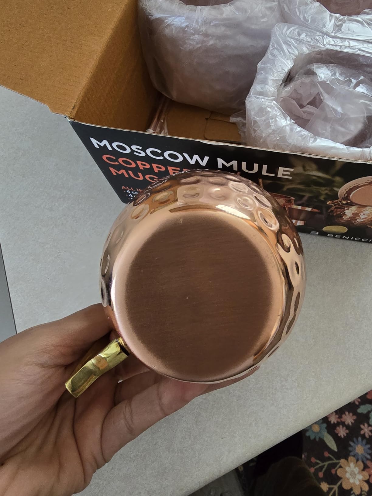 Moscow Mule Copper Mugs Set of 4, 16 oz Pure Copper Cups for Drinking | Handcrafted and Food Safe with No Lining, Gift Boxed with Two Cocktail Straws and a Jigger, Ice Cold to the Very Last Sip customer photo 2