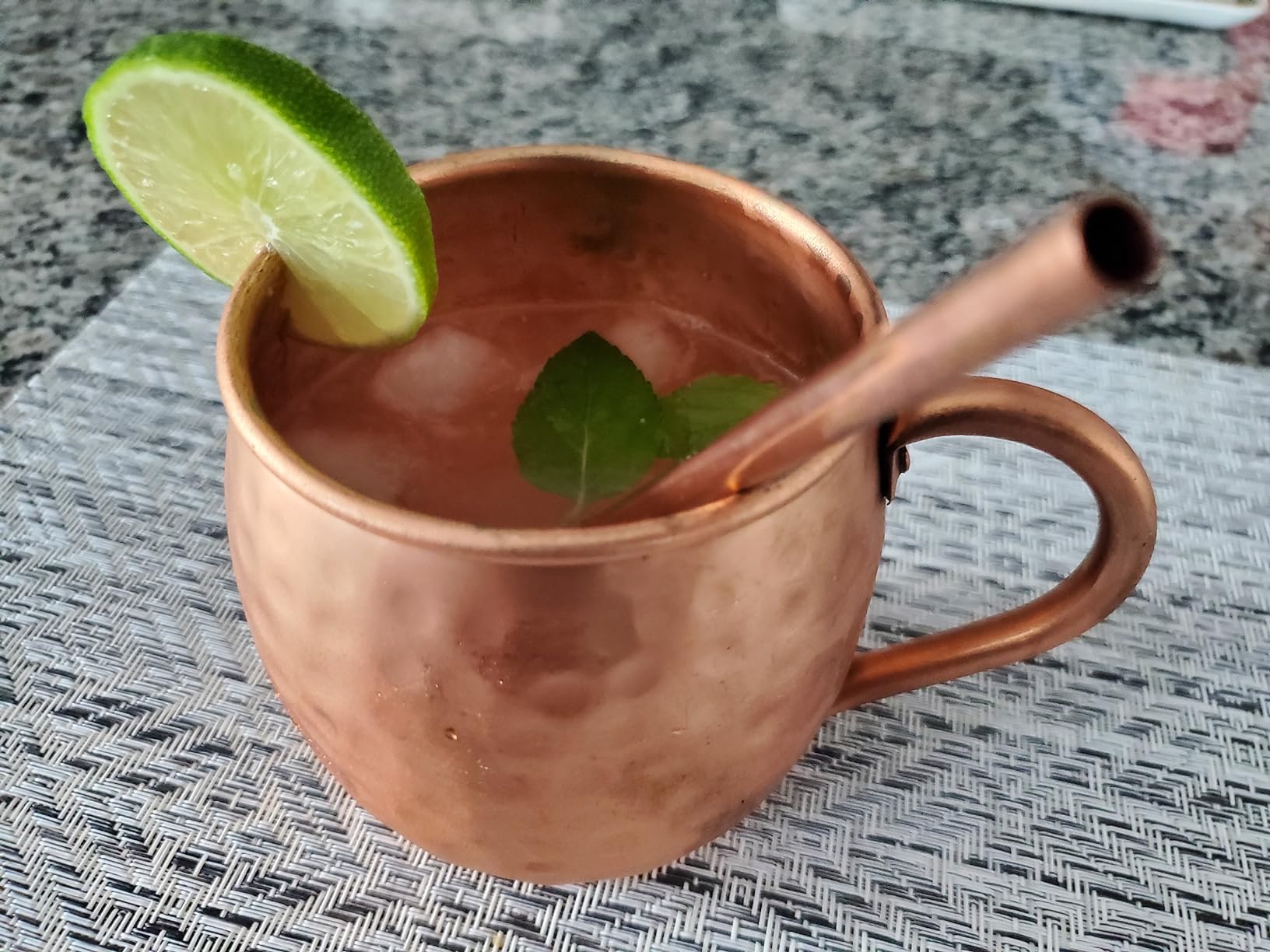 CopperMules Pure Copper Mugs - Hammered - Ayurvedic & Moscow Mule - 16oz | Set of 2 handcrafted mugs, hand-hammered, Raw copper interior, riveted handle, includes 2 leather coasters & copper straws customer photo 1