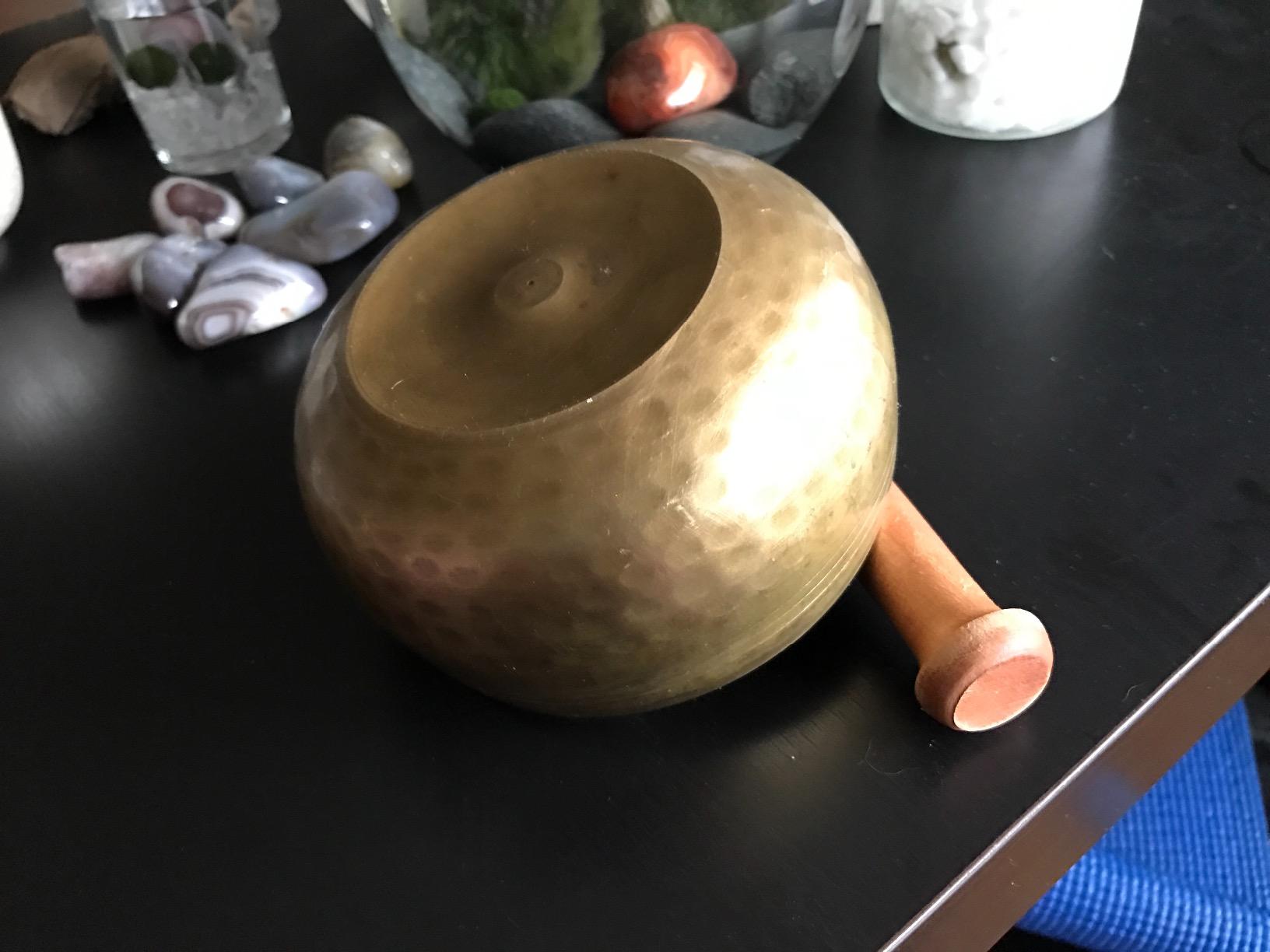 Tibetan Singing Bowl Set by The Ohm Store with 'Medicine Buddha' Engraving - Meditation Sound Bowl and Wooden Striker Handcrafted in Nepal - Spiritual Gift for Women and Men customer photo 2