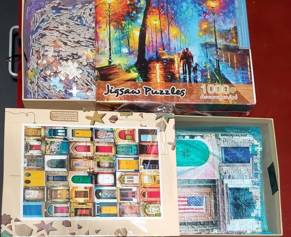 Ingooood Wooden Jigsaw Puzzles for Adults 1000 Pieces - Rainy Night Walk by Leonid Afremov Premium High End Jigsaw Puzzle, Finished 27.56