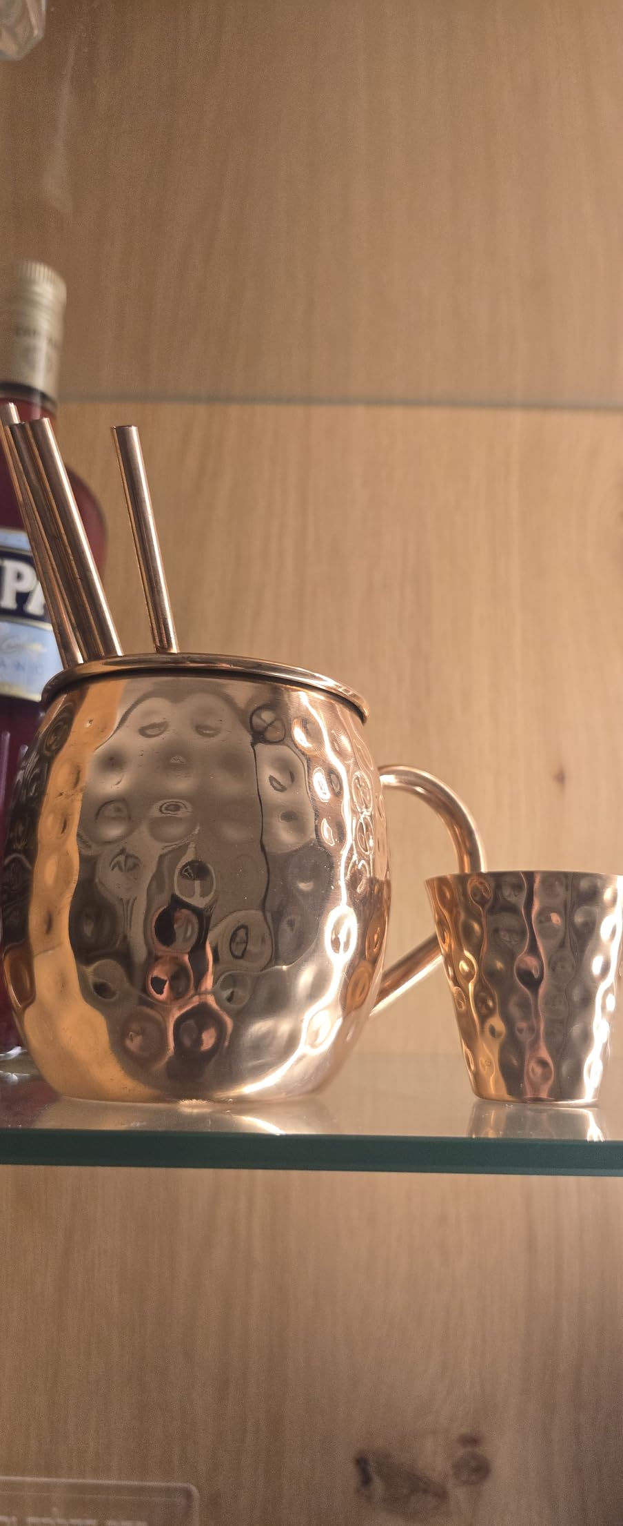 Advanced Mixology Pure Copper Moscow Mule Mugs Set of 4, 19 oz Hand-Hammered Copper Cocktail Mugs with Reusable Straws, Jigger & Coasters, Ideal for Home Bars, Restaurants & Events, 1-Year Warranty customer photo 2