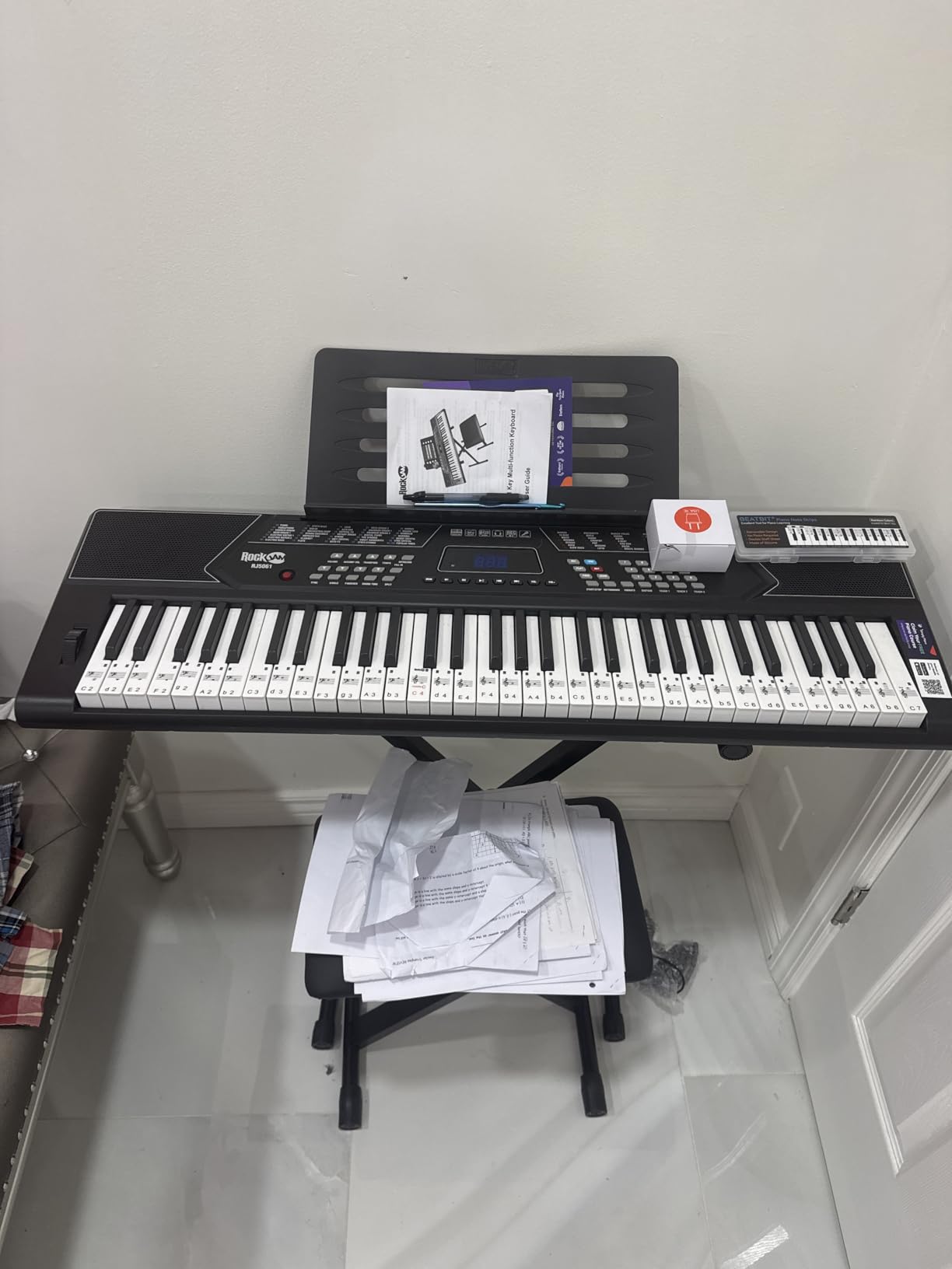 RockJam RJ761 61 Key Keyboard Piano Kit, Stand, Stool, Sustain & Headphones | Beginner electric keyboard piano set with touch display, sustain pedal and Simply Piano lessons for kids and adults customer photo 2