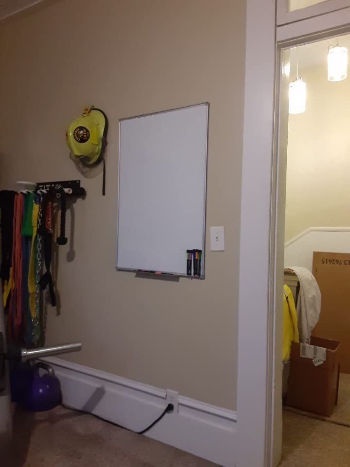 Lockways White Board Dry Erase Board 48 x 36 Inch, Magnetic Whiteboard | 4 x 3 Silver Aluminium Frame, Set Including 1 Detachable Aluminum Marker Tray, 3 Dry Erase Markers, 8 Magnets customer photo 2