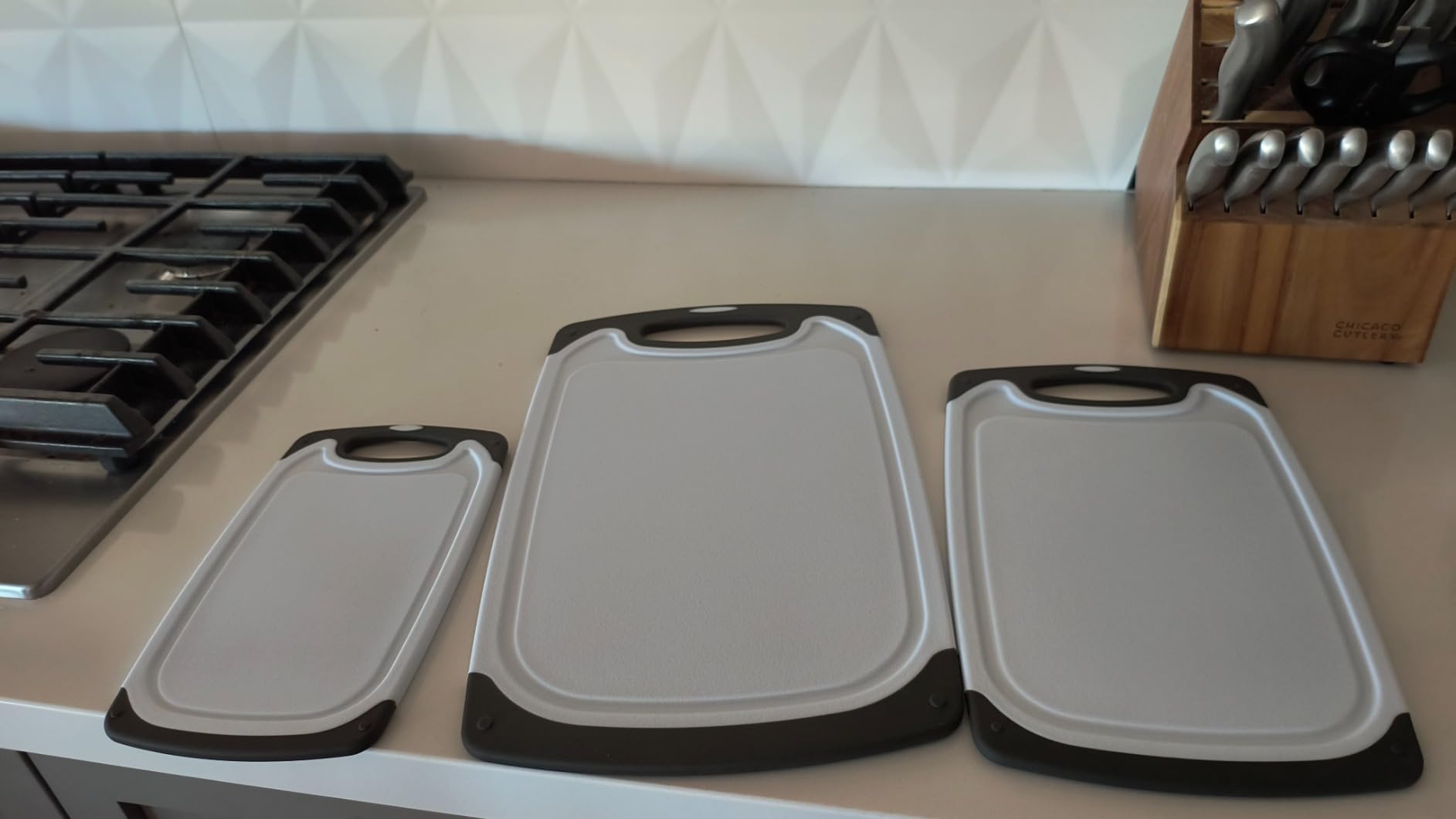 Cutting Boards for Kitchen - BPA-Free Chopping Board - 3-Pack Gray customer photo 1