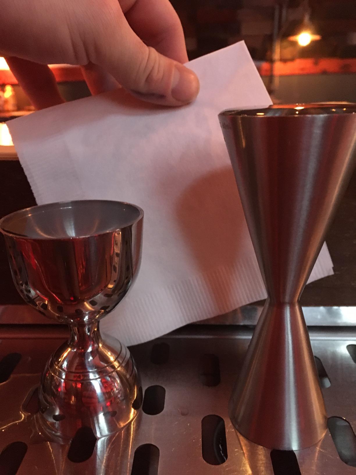 Pina Barware Slim Stainless Steel Commercial 2oz. / 1oz. Slim Style Measuring Jigger Bar Tool (Brushed Finish) customer photo 2
