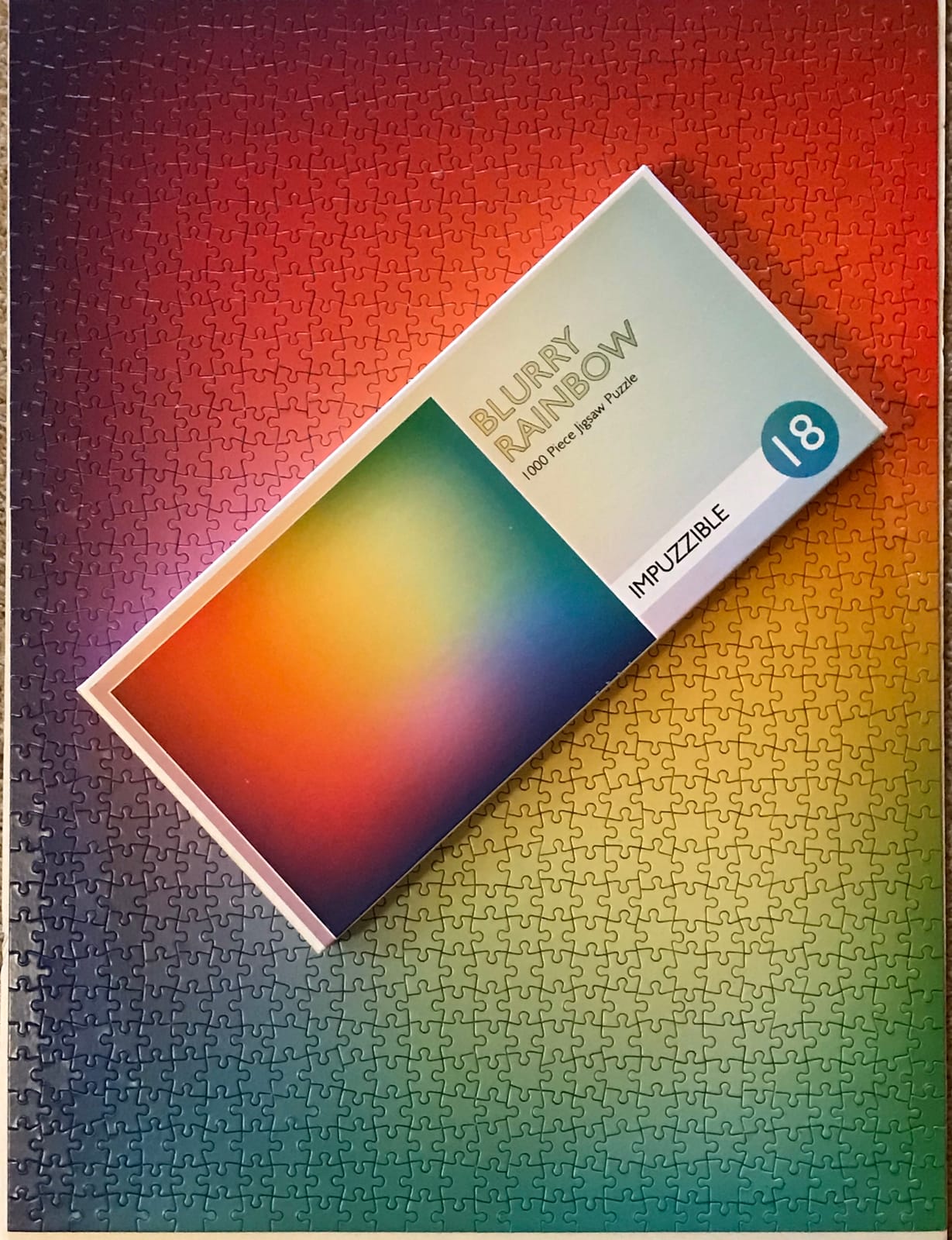 Impuzzibles Wavy Rainbow - 1000 Piece Hardest Jigsaw Puzzle - Colourful Gradient, Bold, Rainbow for Adults Size 26 x 20 Inches customer photo 2