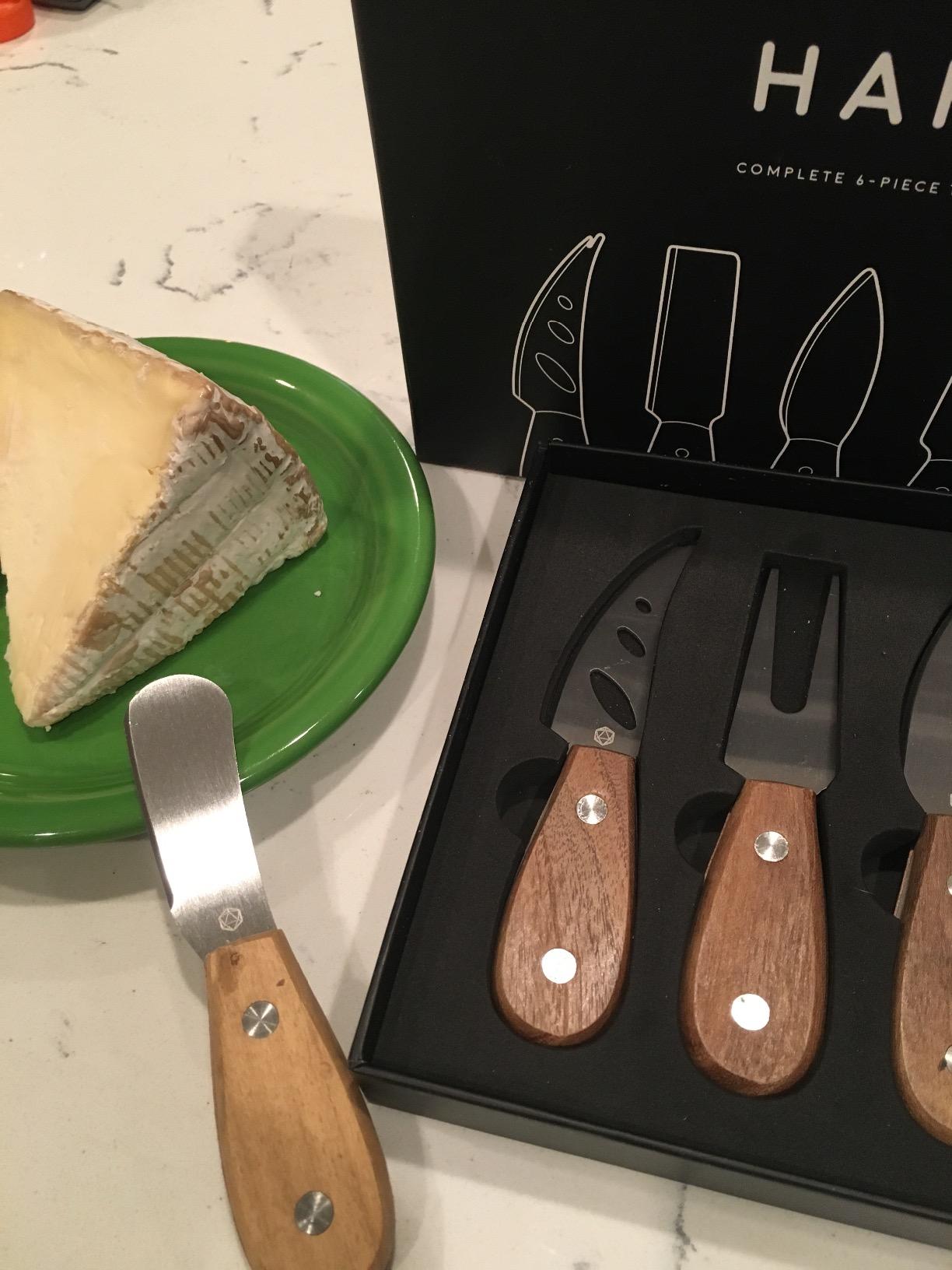 Harvest 6-Piece Cheese Knife Set, Stainless Steel | Teak Wood Handle. Full Tang Blades with Stainless Steel Rivets Charcuterie Board Accessories. 15 Festive Recipes. Gift-Ready customer photo 2