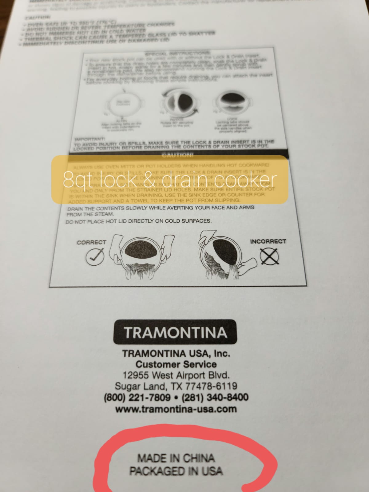 Tramontina Lock & Drain Stainless Steel 8-Quart Pasta Pot and Strainer customer photo 1