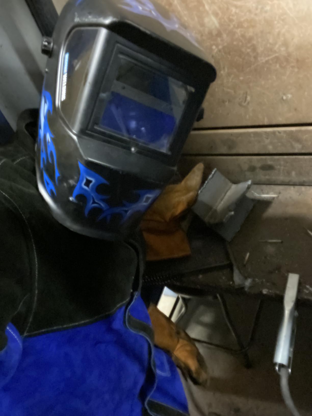 Black Stallion (JL1030 Color Block Leather Welding Jacket, Premium Split Cowhide Leather, Black/Blue customer photo 1