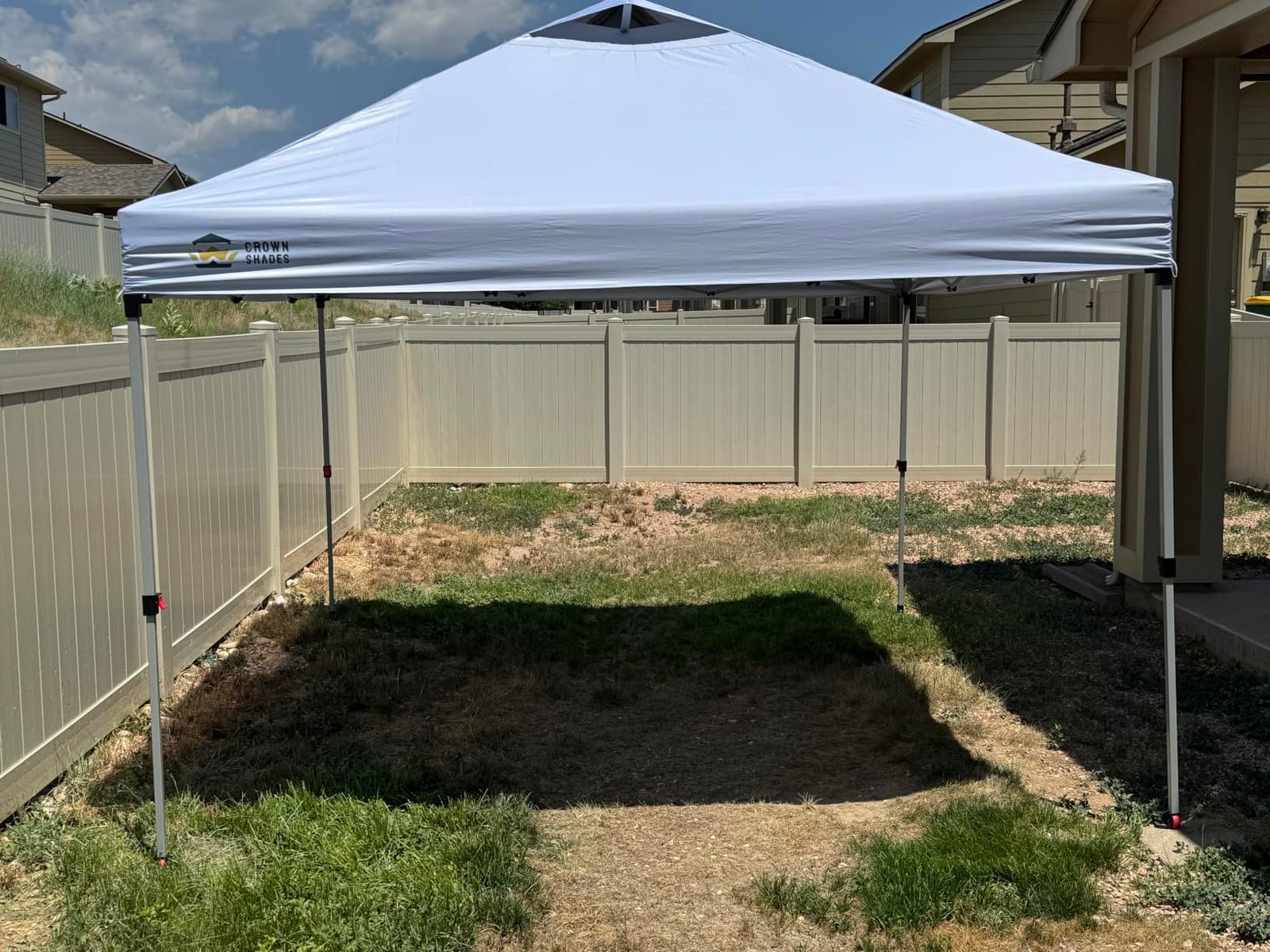 CROWN SHADES 10x10 Pop Up Canopy Tent with One Push Setup, Grid White customer photo 1