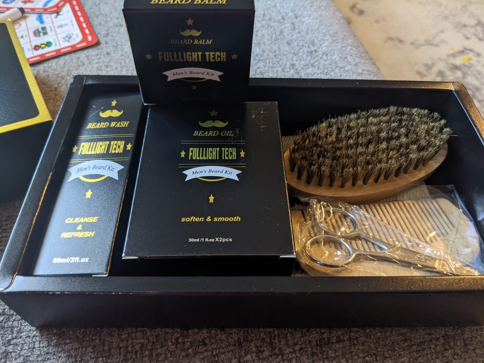 Beard Kit Gifts for Men, 3 Natural Beard Oil, Gently Soothes Itch & Dryness | Complete Beard Care & Grooming Kit with Wash, Balm, Oil, Brush, Comb, Scissors customer photo 1