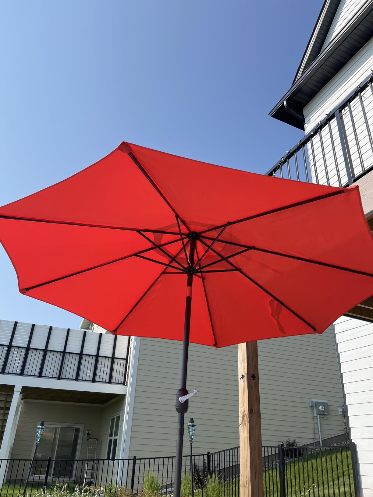 Blissun 9' Outdoor Patio Umbrella, Outdoor Table Umbrella, Yard Umbrella, Market Umbrella with 8 Sturdy Ribs, Push Button Tilt and Crank customer photo 1