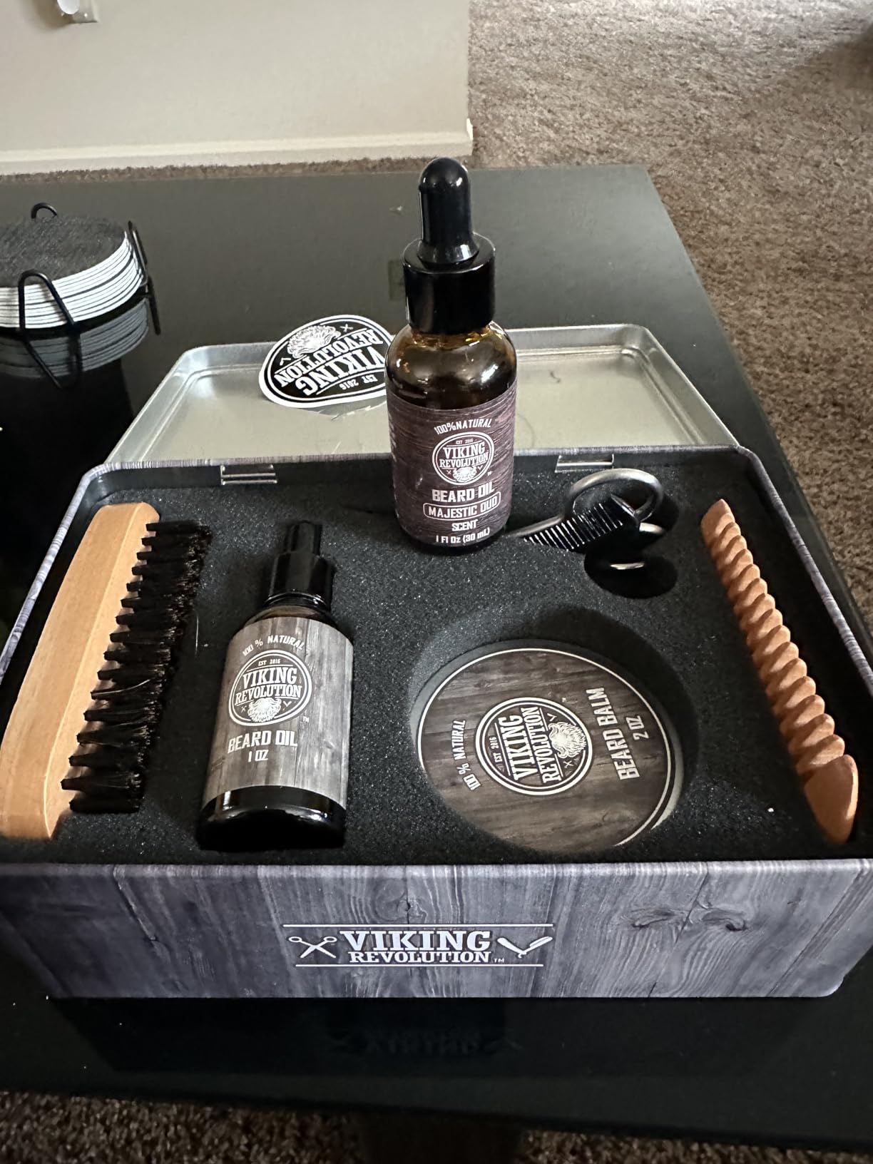 Viking Revolution Ultimate Beard Kit - Classic, 5 Pcs with Metal Box | Includes Beard Brush, Beard Comb, Beard Balm, Beard Oil, Beard & Moustache Scissors customer photo 1