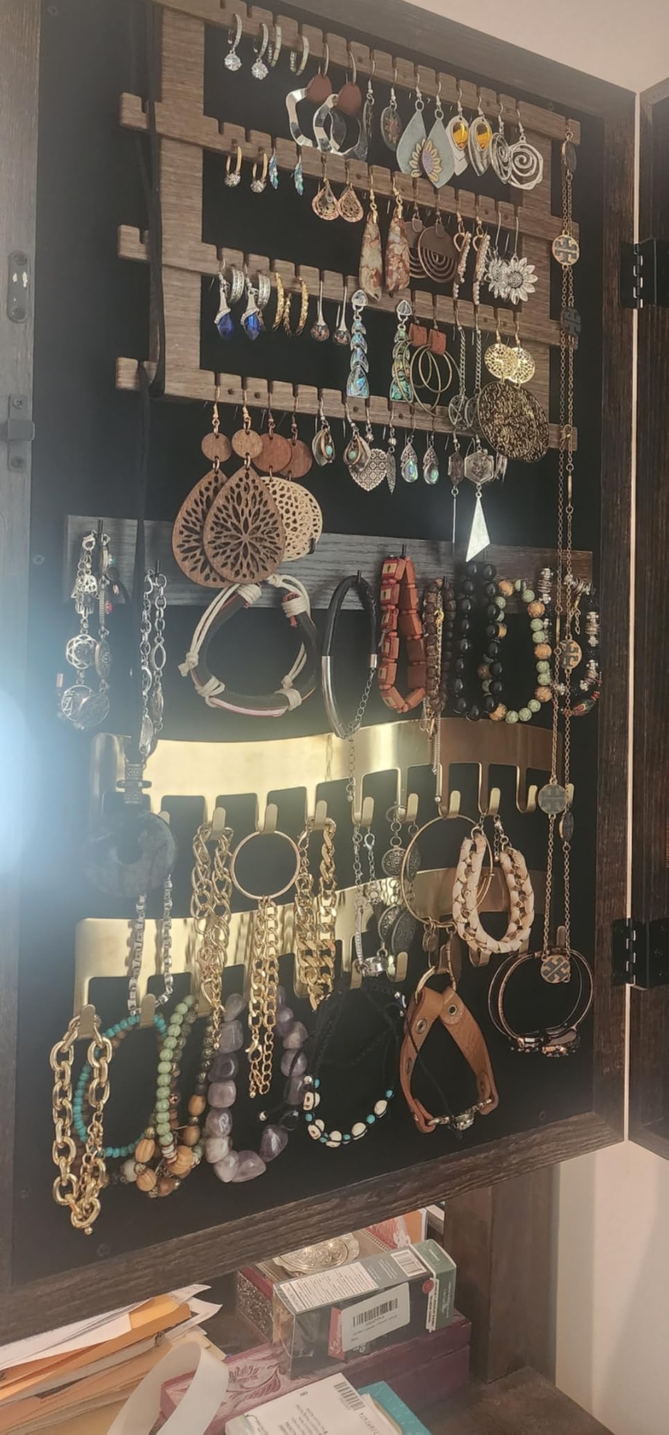 SONGMICS Lockable Jewelry Cabinet Armoire with Mirror, Wall-Mounted customer photo 1
