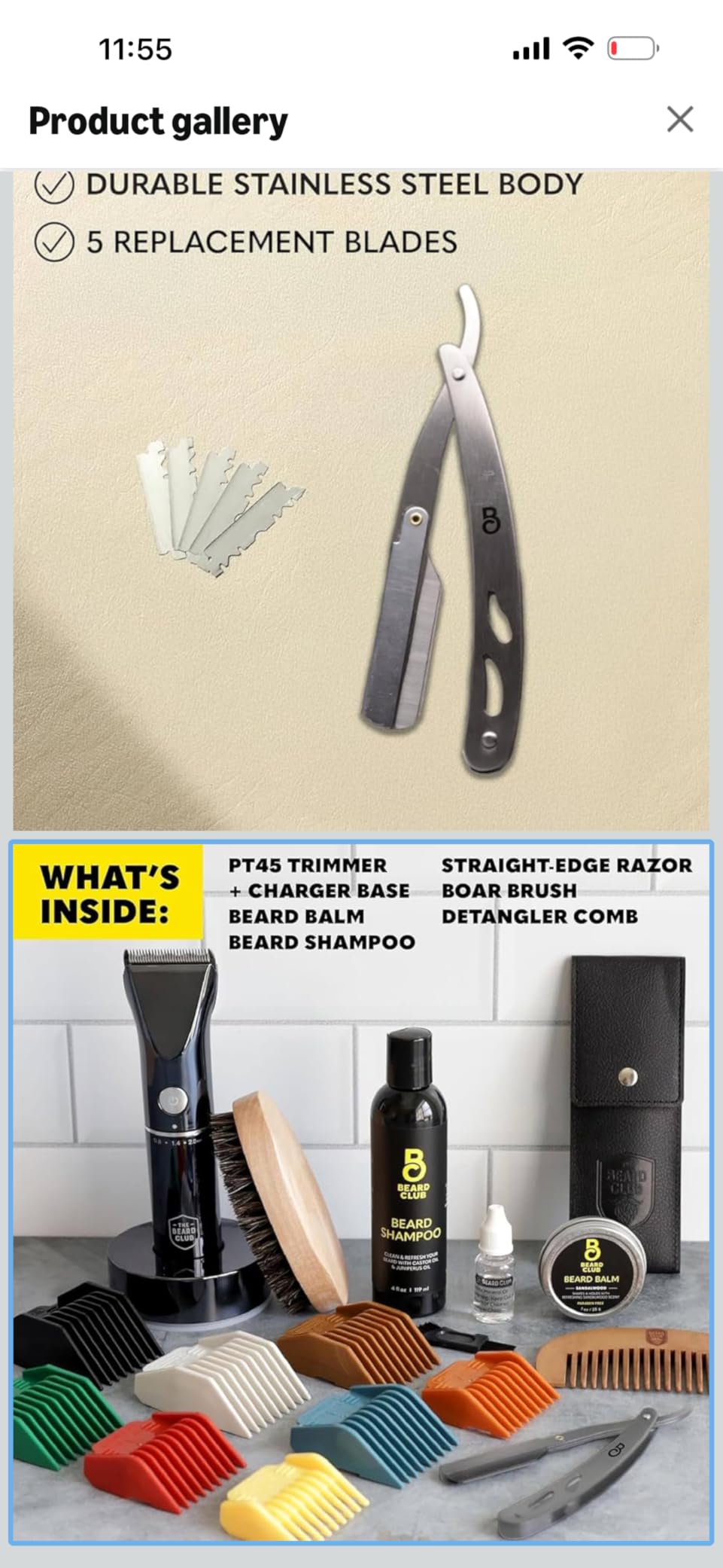 Beard Club Mens Grooming Kit & Beard Trimmer for Men - Professional Cordless Electric Hair & Moustache Trimmer, Straight Razor, Shampoo, Balm, Brush & Comb - Grooming Kit Gift Set customer photo 2