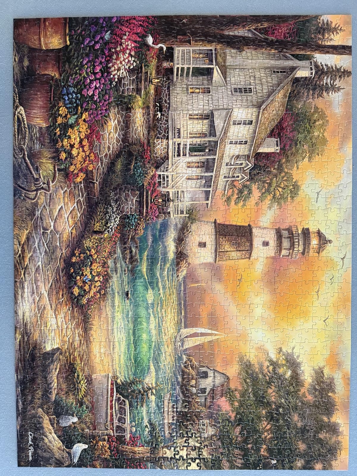 Buffalo Games Chuck Pinson, Cottage by the Sea, 1000 Piece Jigsaw Puzzle | Art by Chuck Pinson, Made in USA, Recycled Board, Finished Size 26.75 x 19.75 in, Includes Poster, Giftable, Frameable Art customer photo 1