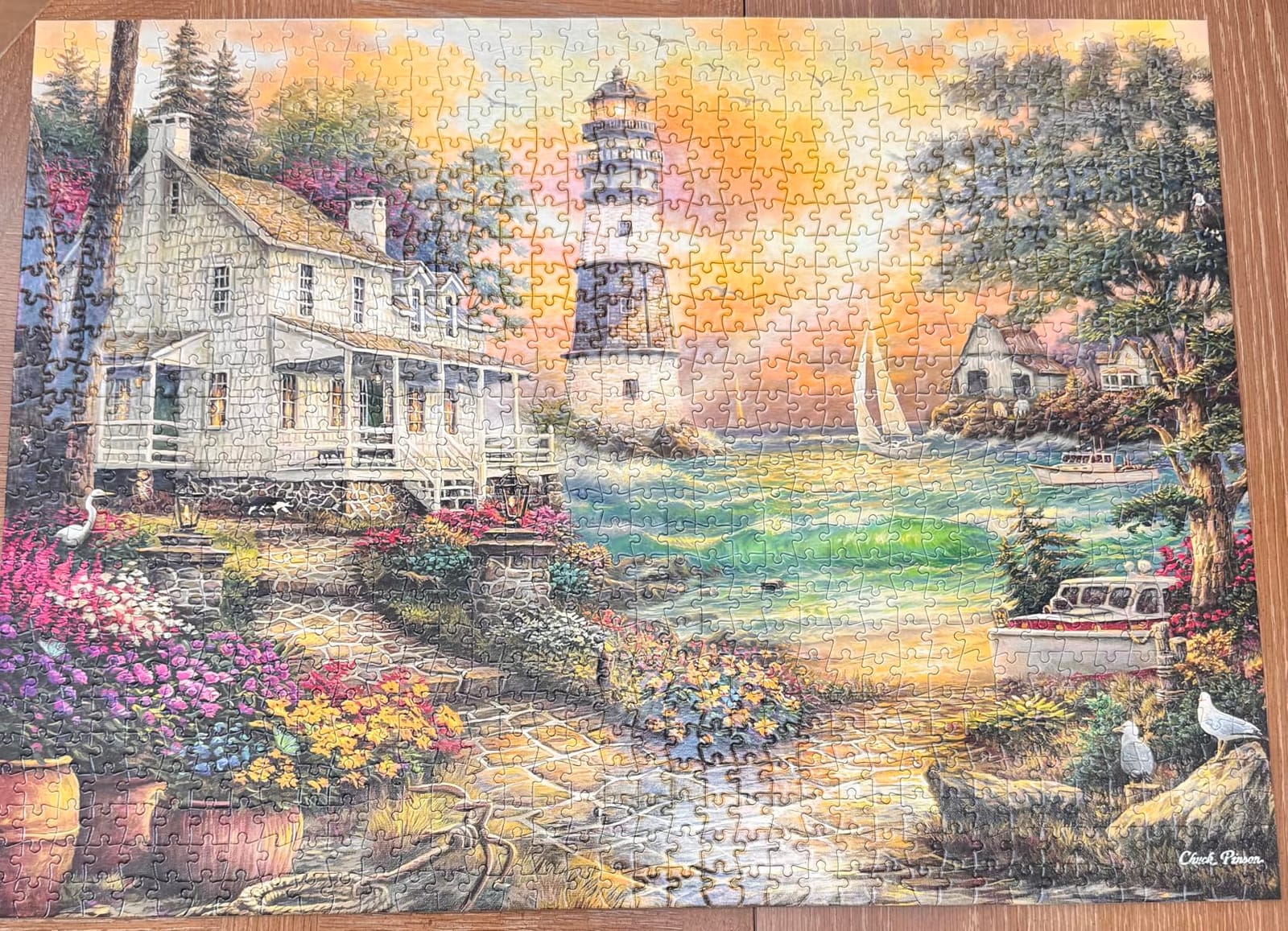 Buffalo Games Chuck Pinson, Cottage by the Sea, 1000 Piece Jigsaw Puzzle | Art by Chuck Pinson, Made in USA, Recycled Board, Finished Size 26.75 x 19.75 in, Includes Poster, Giftable, Frameable Art customer photo 2