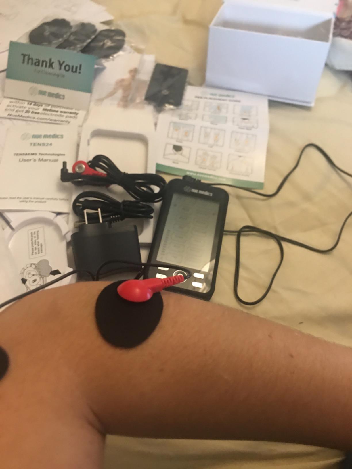 NueMedics Tens Unit Machine Pulse Massager for Pain Relief, 24 Massage Modes, Rechargeable Muscle Stimulator Device with 10 Pads customer photo 2