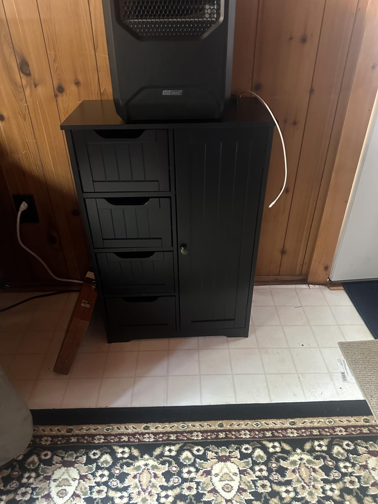 Yaheetech Small Bathroom Storage Cabinet with 4 Drawers & Door, White customer photo 2