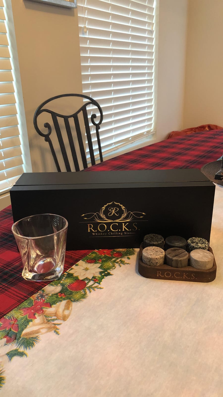 Whiskey Chilling Stones Gift Set - 6 Handcrafted Premium Granite Round Sipping Rocks - 2 Crystal Superior Glasses - Hardwood Presentation & Storage Tray - Elegant Gold Foil Gift Box by R.O.C.K.S. customer photo 2