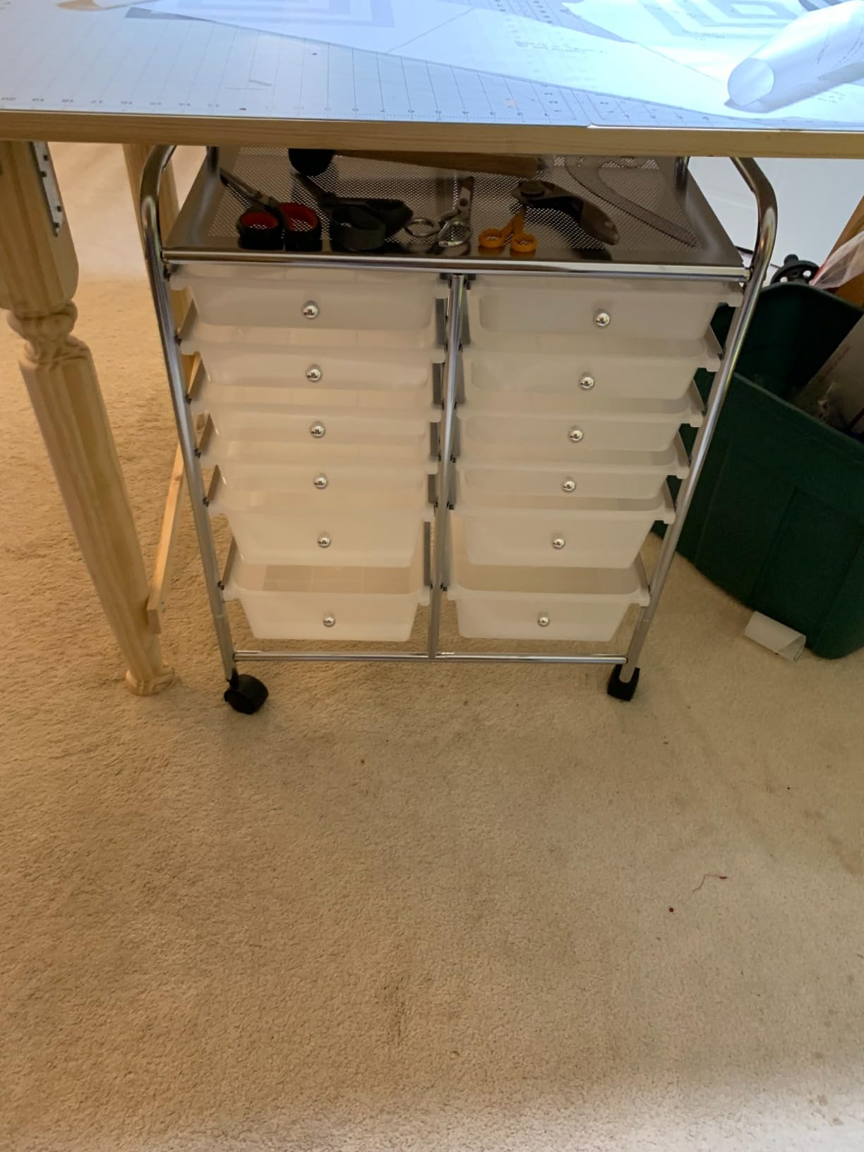 Simple Houseware 12 Drawers Rolling Utility Cart Organizer, Chrome | 2-Column, 32