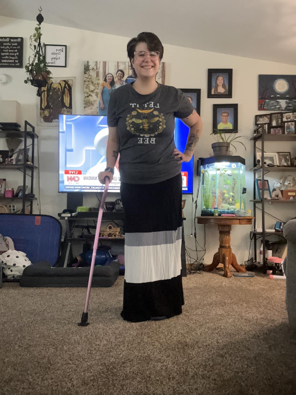 KINGGEAR Self Standing Walking Cane Quad Base for Seniors customer photo 2