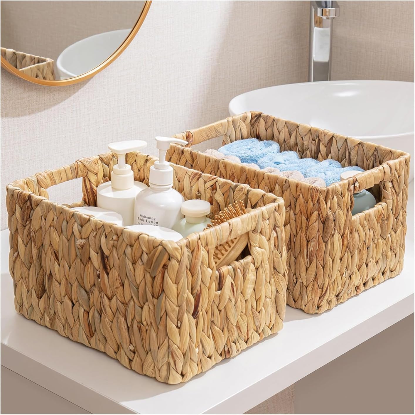 StorageWorks Wicker Baskets, Wicker Storage Baskets for Shelves, 2-Pack | Hyacinth Wicker Baskets for Storage, Woven Baskets for Organizing, Woven Baskets for Storage, Pantry Organizers and Storage customer photo 1