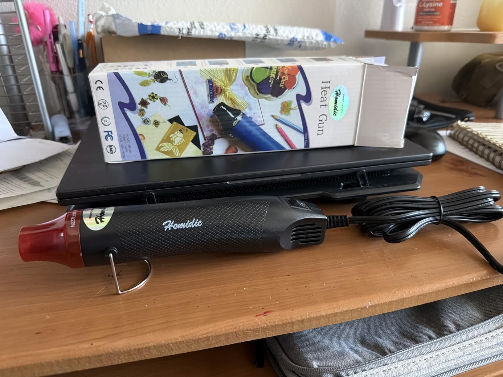 6.56FT Long Heat Gun, Uptdae Version Homidic Mini Handheld Hot Air Gun, Electric 300W Portable Heat Gun for DIY Craft Embossing, Shrink Wrapping PVC, Drying Paint, Clay, Rubber Stamp customer photo 2