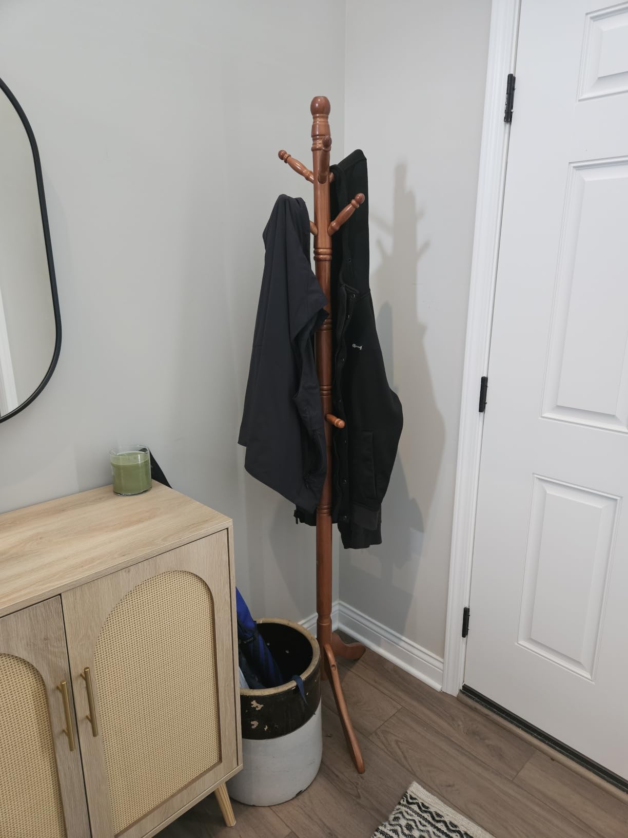 VASAGLE Freestanding Coat Rack, Rubber Wood Coat Tree with 10 Hooks customer photo 2