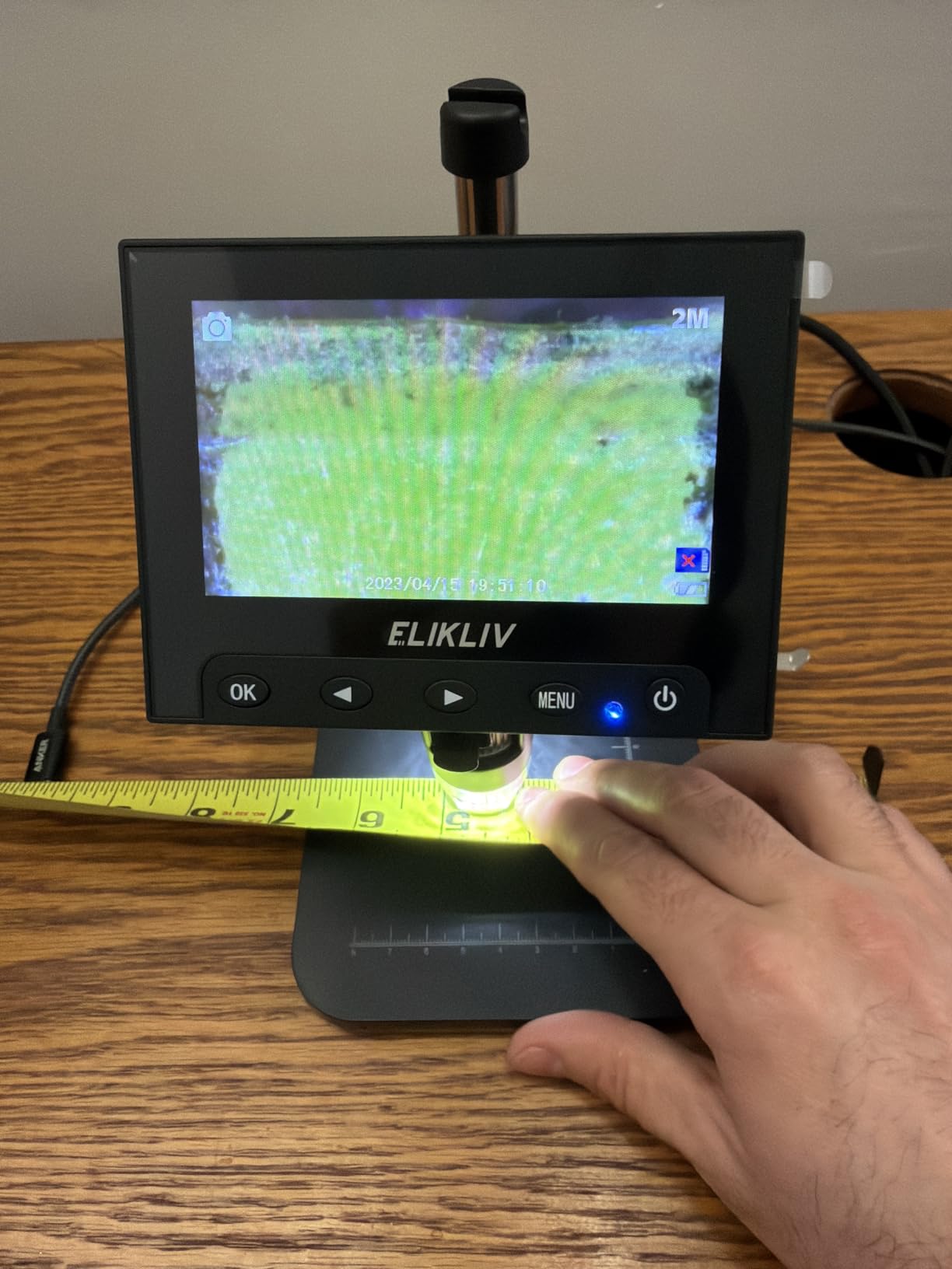 Elikliv Microscope, LCD Digital Coin Microscope 1000x, Coin Magnifier with 8 Adjustable LED Lights, PC View Compatible with Windows/MacBook, EDM4, 4.3-Inch customer photo 2